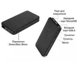 Диктофон з великим часом роботи до 500 годин Yescool E190, пам'ять 64 Гб, запис по датчику звуку, power bank (101027) - мініатюра 8