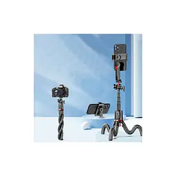 Штатив RTAKO C03 Octopus Extendable Tripod Selfie Stick (with Detachable Phone Holder) Black (6942063212416) - мініатюра 9