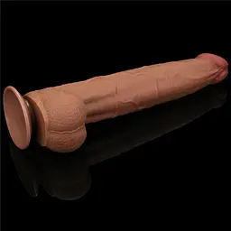 Фалоімітатор LoveToy Sliding-Skin Dual Layer Dong King Sized 34 см коричневий - мініатюра 4