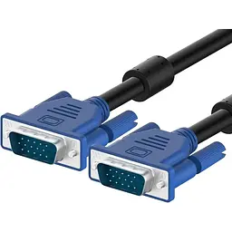 Кабель Gresso Vga 2 м модель V4002 male to male тато-тато 2 ферити чорно-блакитний пакет
