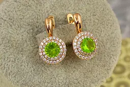 Сережки Xuping Jewelry Мрія із салатовим каменем 1,9 см золотисті