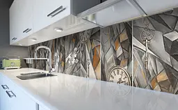 Кухонний фартух Заломлення Час вініловий для кухні 65х250 см Абстракція Сірий Happy Pocket Z184202 - мініатюра 5