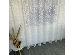 Жакардовий Турецький тюль "Вензель" білий 300х270, тасьма ALBO pbe0052325 - мініатюра 6