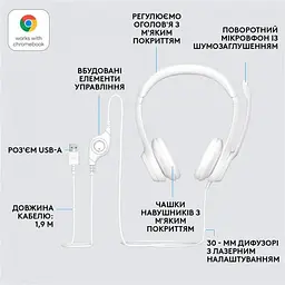 Гарнітура Logitech H390 USB White (981-001286) - мініатюра 5
