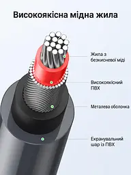 Стереоаудіокабель UGREEN AV104 3 м тюльпани по 2 штекери RCA на кожному кінці з подвійним екрануванням для підключення аудіовиходу джерела до аудіовходу підсилювача або стереосистеми чорний (10519) - мініатюра 4