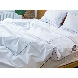 Комплект постільної білизни Ecotton Premium євро перкаль вишивка з кантом кольору капучино (25138) - мініатюра 3