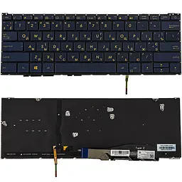 Клавіатура для ноутбука ASUS (UX390 series) ukr синій без фрейма підсвічування клавіш