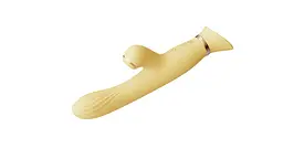 Вібратор-кролик Zalo Rose Rabbit Thruster 25 см (жовтий) - мініатюра 3