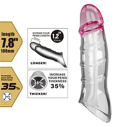 Насадка на пеніс Pretty Love Penis Sleeve Damell, 19.8 см (прозорий) - мініатюра 2
