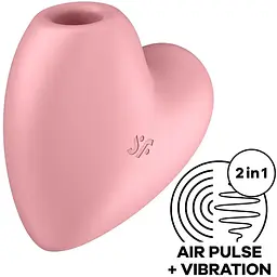 Вакуумний стимулятор-серце з вібрацією Satisfyer Cutie Heart Light Red - мініатюра 2