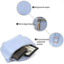Зручна шкіряна жіноча бананка Shvigel 16374 блакитна - мініатюра 8