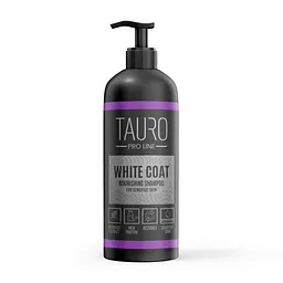 Поживний шампунь Tauro Pro Line для собак та котів з білою вовною White Coat Nourishing Shampoo 1000 мл