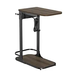 Приставний столик OfficePro Dark Wood Black із мереживим подовжувачем, USB-роз'ємами та тримачем для гарнітури (SD185DW) - мініатюра 4