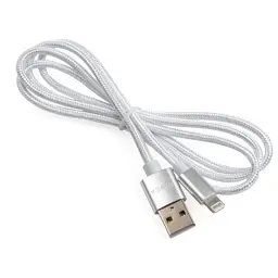 Дата кабель USB 2.0 AM to Lightning 1m nylon silver Vinga (VCPDCLNB1S) - мініатюра 3