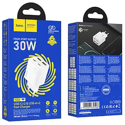 МЗП Hoco N56 Fundador PD30W four-port (2USB-A/2C) White - мініатюра 3