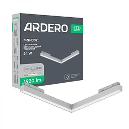 Світлодіодний магнітний трековий світильник Ardero MGN302L 24W 4000К кутовий білий (80603)