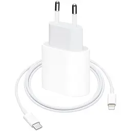 Мережевий зарядний пристрій для Iphone 14 Pro Max 20 W + кабель Type-C Lightning (MHJ83ZMA/A) коробка - мініатюра 3