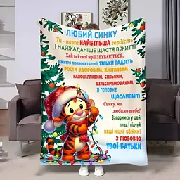 Плед 3D з побажаннями для сина Сину Святковий настрій 32298 160х200 см