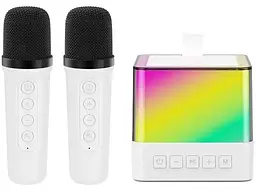 Портативна Bluetooth колонка K18 з LED-підсвічуванням 2 мікрофони білий - мініатюра 4