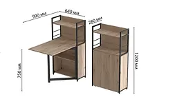 Стіл книжка з етажеркою Практик 1 Ferrum-decor 1200x640x990 Чорний метал ДСП Дуб Сан-Марино 16 мм (FRD-104612) - мініатюра 4