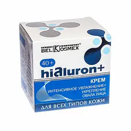 Зволожувальний + розгладжувальний крем BelKosmex Hialuron 40+ для всіх типів шкіри 48 г