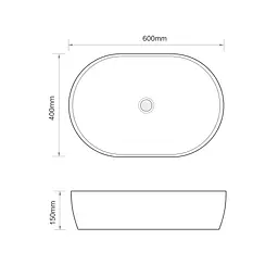 Умивальник накладний Mixxus Premium Ellipse-0105 Edge Gold 600x400x150 мм MP6564, Білий - мініатюра 8
