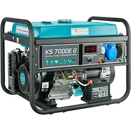 Генератор Синхронний KonnerSohnen KS 7000E G, 230В, 5.5кВт, електростартер, 77.2кг / 5000 Вт / Газ + бензин (KS7000EG)