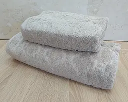 Набір турецьких махрових рушників 50х90+70х140 Gulcan Jacquard Cotton Lux Motif Acik Beige - мініатюра 2