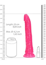Фалоімітатор RealRock Slim Realistic 9'', 25 см (рожевий) - мініатюра 5