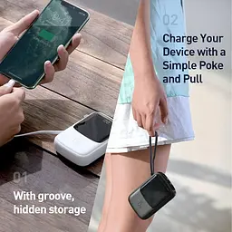 Зовнішній акб Baseus Qpow Digital Display (With Type-C Cable) 20000mAh PPQD-I02 білий - мініатюра 6