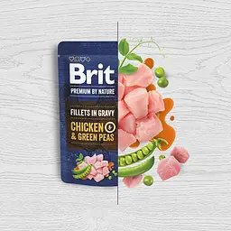 Вологий корм Brit Premium Fillets in Gravy Chicken & Green Peas для собак малих порід, філе в соусі з куркою та горошком, 85 г - мініатюра 7