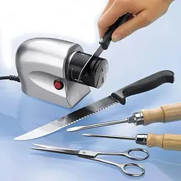 Електрична точилка для заточування ножів та ножиць ELECTRIC SHARPENER Silver, Kitchen Master Сірий 86963 - мініатюра 9