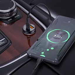 Комплект зарядний автомобільний HOCO NZ5 Smooth road car charger 30 W 2 порти з кабелем Type-C to Type-C чорний - мініатюра 4