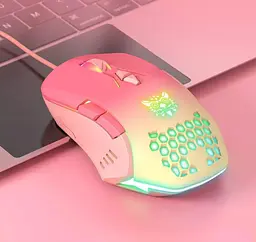 Комп'ютерна мишка Onikuma C15 з RGB підсвіткою та 800-6400 DPI дротова для ПК і ноутбука Рожева - мініатюра 6