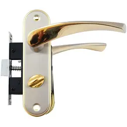 Ручка на планці із клямкою для міжкімнатних дверей комплект FZB ВК-71157 SN/GP сатин/золото