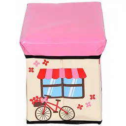 Ящик пуф для іграшок складний кондитерська Cake Shop Train з кришкою водонепроникний UKC 40х25 см Різнокольоровий - мініатюра 3