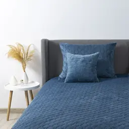 Покривало ТЕП велюрове Velour Ромб круглий 240x260 см синє - мініатюра 6