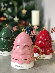 Кухоль з кришкою новорічний Ялинка 8971 500 мл зелений - мініатюра 3