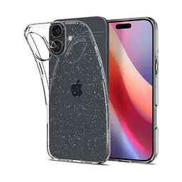 Чехол Spigen Liquid Crystal Glitter для iPhone 16 Crystal Quartz (ACS08192) + защитное стекло - мініатюра 2