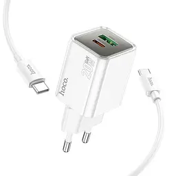 Адаптер мережевий HOCO Type-C to Type-C cable Glorious N46 |1USB/1Type-C, 20W/3A, PD/QC| - мініатюра 3
