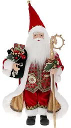 Новорічна фігура "Санта Клаус з Подарунки та Посохом" BonaDi 22х17х45 см dec0008682