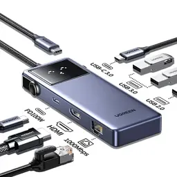 Концентратор Ugreen USB-C 7-in-1 3xUSB + 1xUSB-C + HDMI + RJ45 + PD 100W CM888 gray (45155) - мініатюра 4