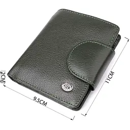 Вертикальний жіночий гаманець з натуральної шкіри ST Leather 23070 зелений - мініатюра 3