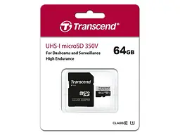 Карта памяти Transcend 350V High Endurance microSDXC UHS-I+SD Adapter 64 GB (TS64GUSD350V) - миниатюра 2