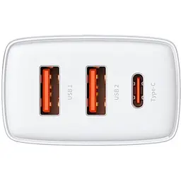 Зарядний пристрій Baseus Compact Quick Charger 2USB+USB-C 30W EU White - мініатюра 4