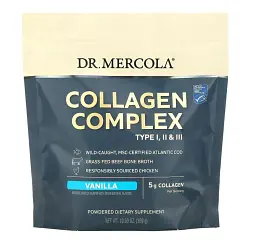 Колагеновий комплекс типів l, ll та lll, Collagen Complex, Dr. Mercola, ваніль, 5 г, 309 грам