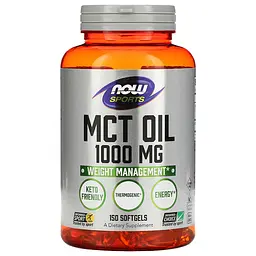 Предтренувальний комплекс Sports MCT Oil 1000 mg, 150 капсул NOW fit0014555