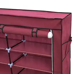 Бордова тканинна шафа для зберігання взуття Shoe Cabinet 118х30х120 см - мініатюра 7