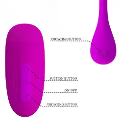Стимулятор Pretty Love - Curupira Multifunctional Sucker Purple Вакуумний + віброяйце фіолетовий - мініатюра 6