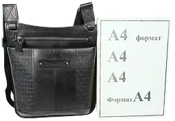 Чоловіча шкіряна сумка наплечна, планшетка чорна Mykhail Ikhtyar sum0028769 - мініатюра 9